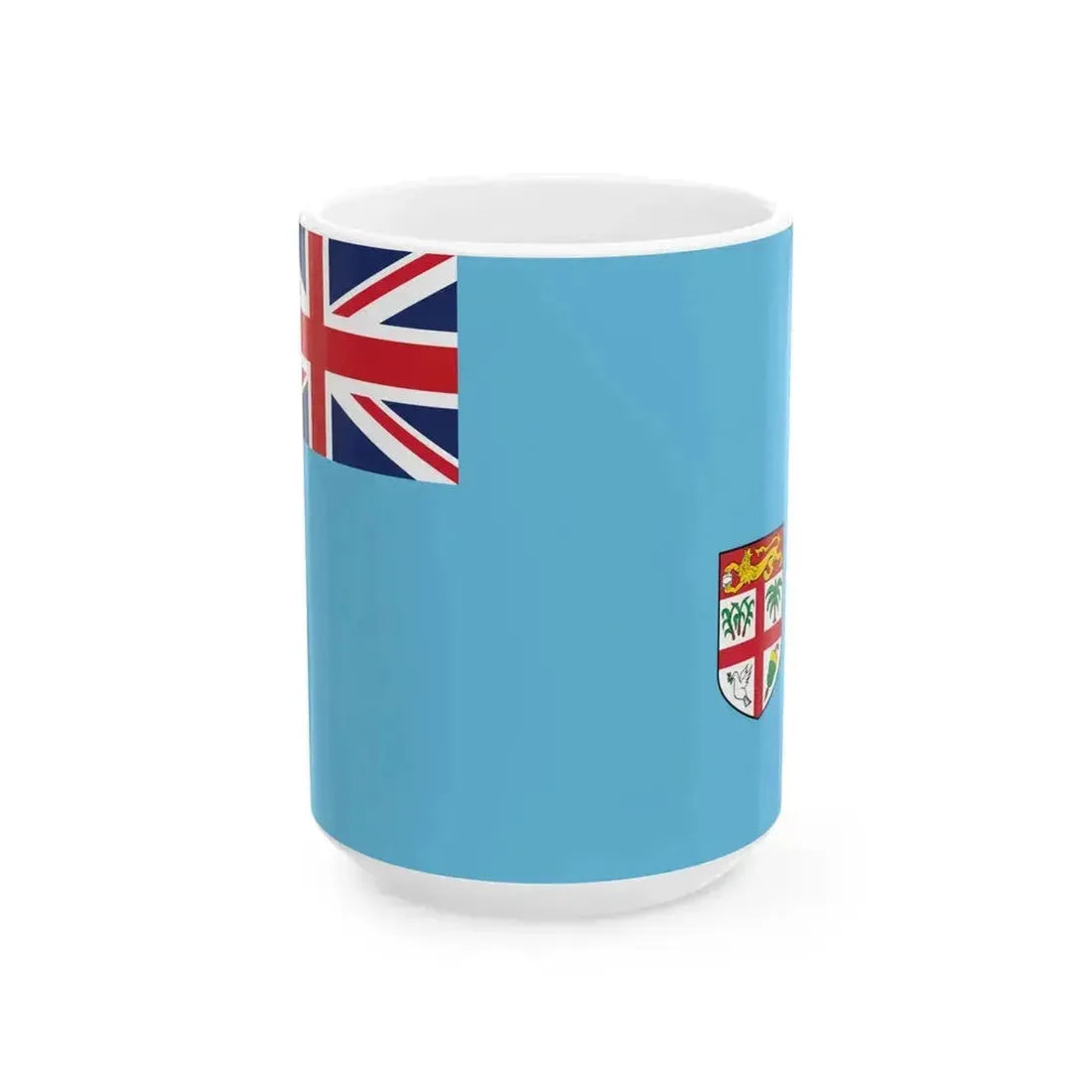 Flag of Fiji Coat of arms small (Fiji) White Coffee Mug 15oz - Go Mug Yourself