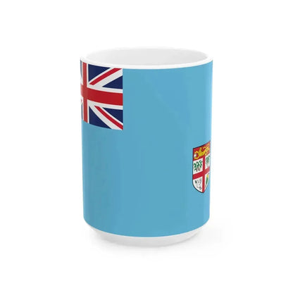 Flag of Fiji Coat of arms small (Fiji) White Coffee Mug 15oz - Go Mug Yourself