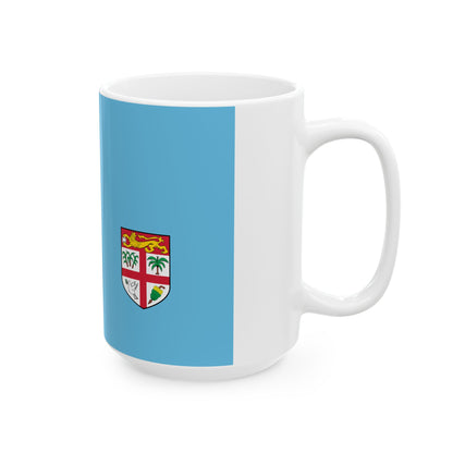 Flag of Fiji Coat of arms small (Fiji) White Coffee Mug-Go Mug Yourself