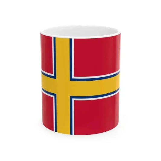 Flag of Finland 1918 merchant (Finland) White Coffee Mug 11oz - Go Mug Yourself
