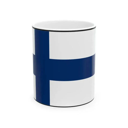 Flag of Finland bordered (Finland) White Coffee Mug 11oz - Go Mug Yourself