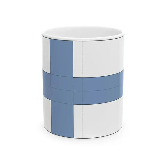 Flag of Finland construction sheet (Finland) White Coffee Mug 11oz - Go Mug Yourself