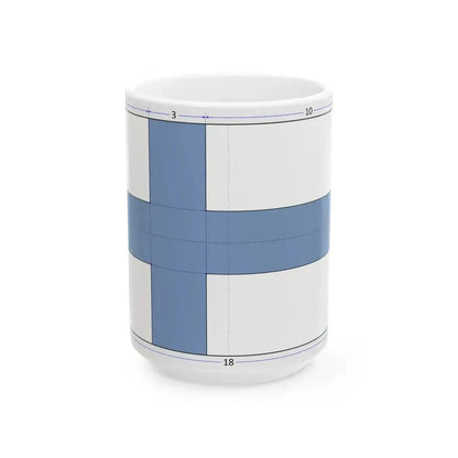 Flag of Finland construction sheet (Finland) White Coffee Mug 15oz - Go Mug Yourself