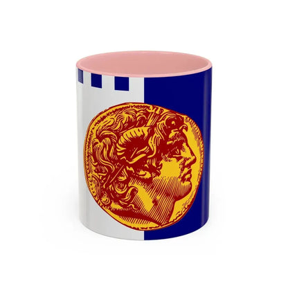 Flag of Flag of Thessaloniki Greece - Accent Coffee Mug 11oz Pink - Go Mug Yourself