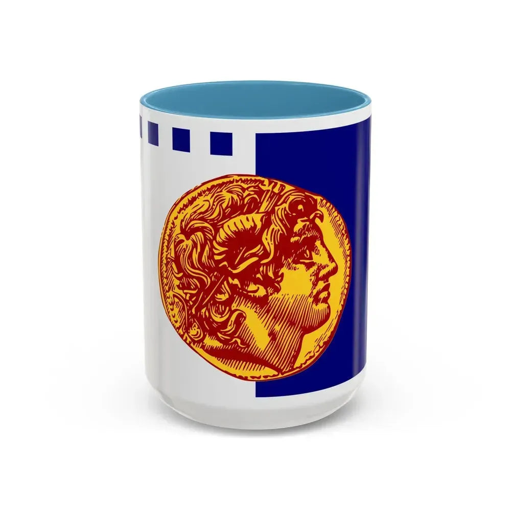 Flag of Flag of Thessaloniki Greece - Accent Coffee Mug 15oz Light Blue - Go Mug Yourself
