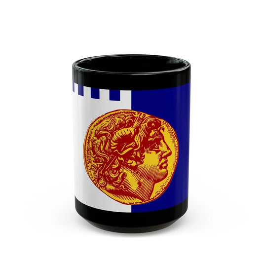 Flag of Flag of Thessaloniki Greece - Black Coffee Mug-15oz-Go Mug Yourself