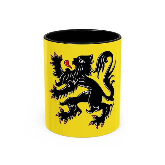Flag of Flanders the Flemish Community and the Flemish Region Belgium - Accent Coffee Mug 11oz Black - Go Mug Yourself