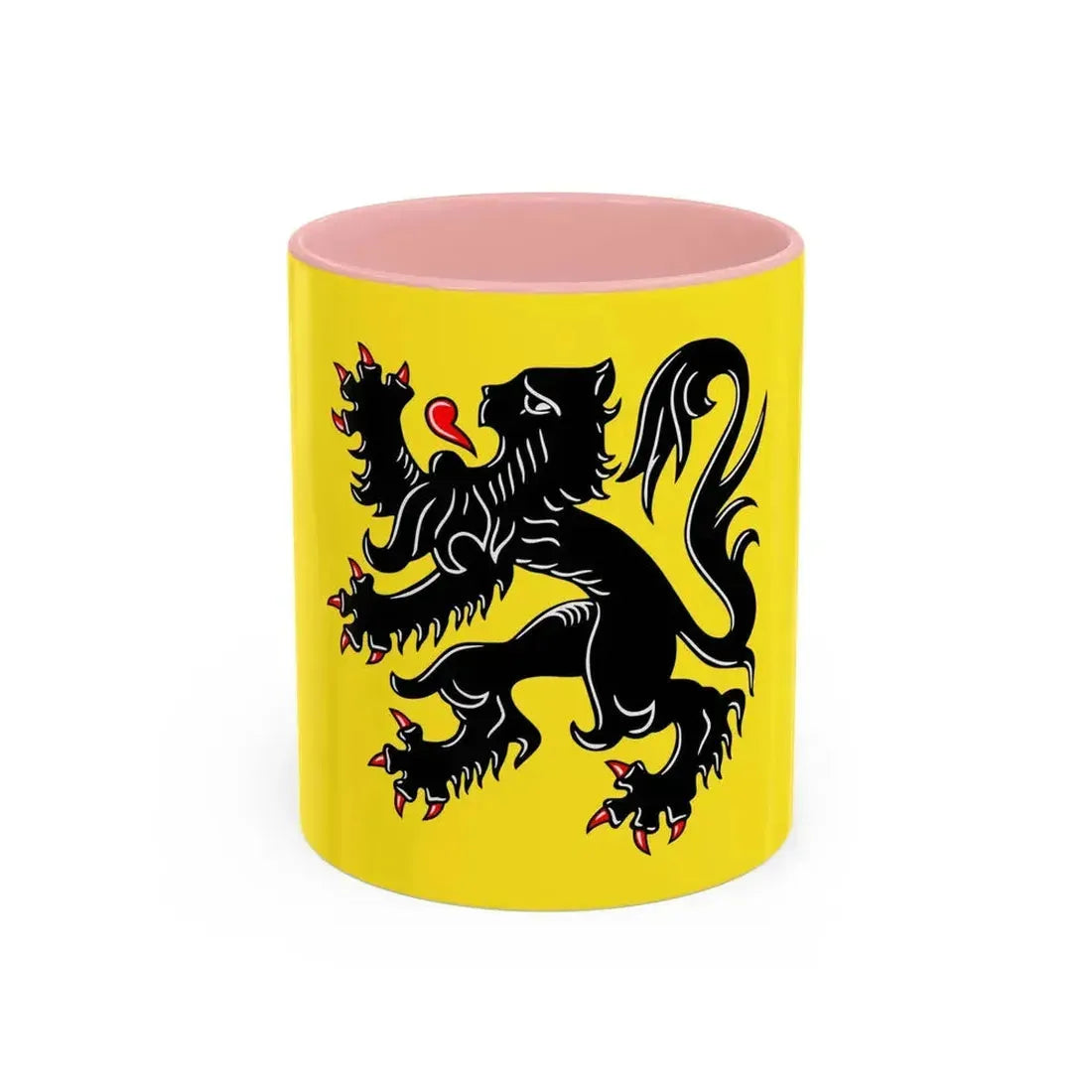 Flag of Flanders the Flemish Community and the Flemish Region Belgium - Accent Coffee Mug 11oz Pink - Go Mug Yourself