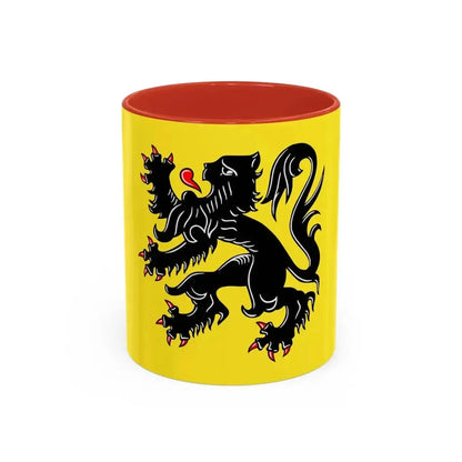 Flag of Flanders the Flemish Community and the Flemish Region Belgium - Accent Coffee Mug 11oz Red - Go Mug Yourself