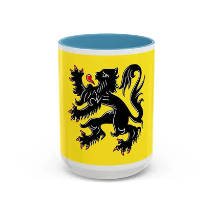 Flag of Flanders the Flemish Community and the Flemish Region Belgium - Accent Coffee Mug 15oz Light Blue - Go Mug Yourself
