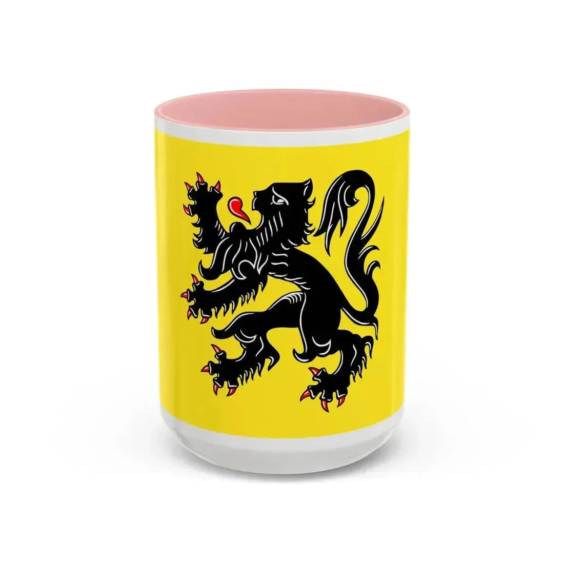Flag of Flanders the Flemish Community and the Flemish Region Belgium - Accent Coffee Mug 15oz Pink - Go Mug Yourself
