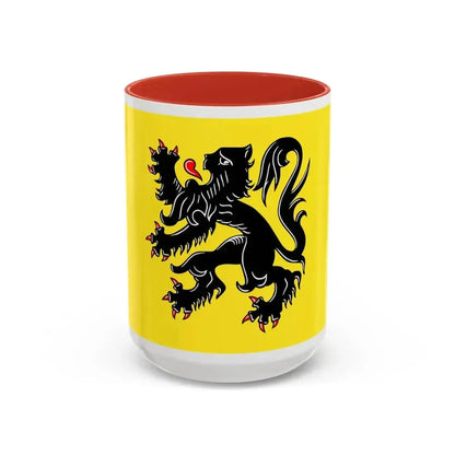 Flag of Flanders the Flemish Community and the Flemish Region Belgium - Accent Coffee Mug 15oz Red - Go Mug Yourself