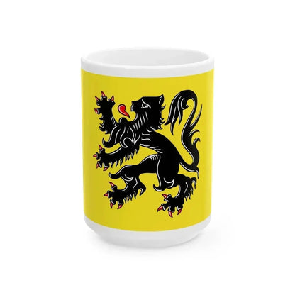 Flag of Flanders the Flemish Community and the Flemish Region Belgium - White Coffee Mug 15oz - Go Mug Yourself