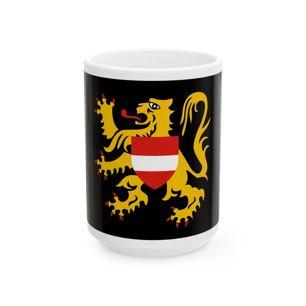 Flag of Flemish Brabant Belgium - White Coffee Mug-15oz-Go Mug Yourself