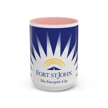 Flag of Fort St John British Columbia Canada - Accent Coffee Mug 15oz Pink - Go Mug Yourself