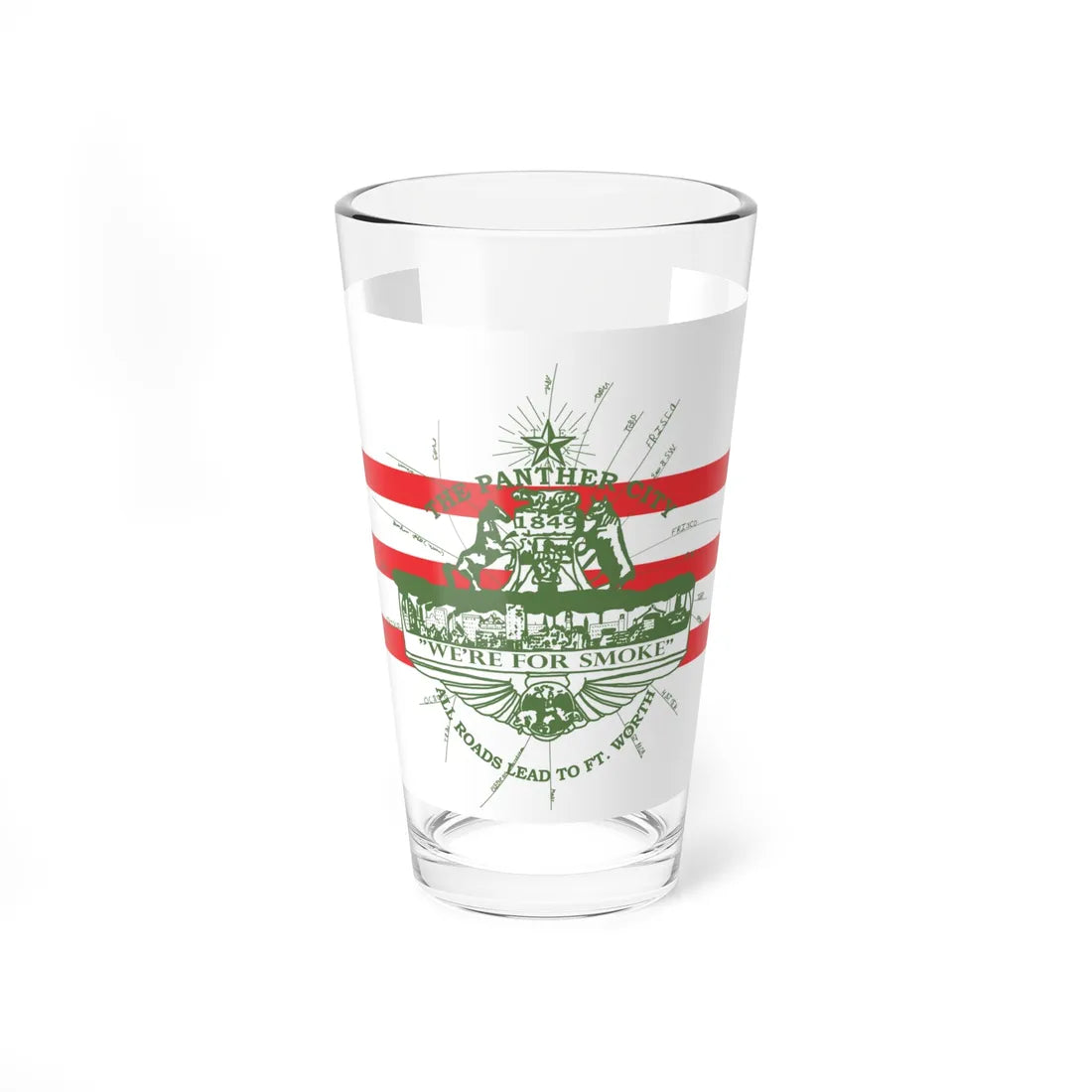 Flag of Fort Worth Texas 1912-1968 (United States) Pint Glass 16oz 16oz - Go Mug Yourself