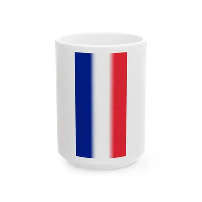Flag of France 1976-2020 vertical (Belgium) White Coffee Mug 15oz - Go Mug Yourself