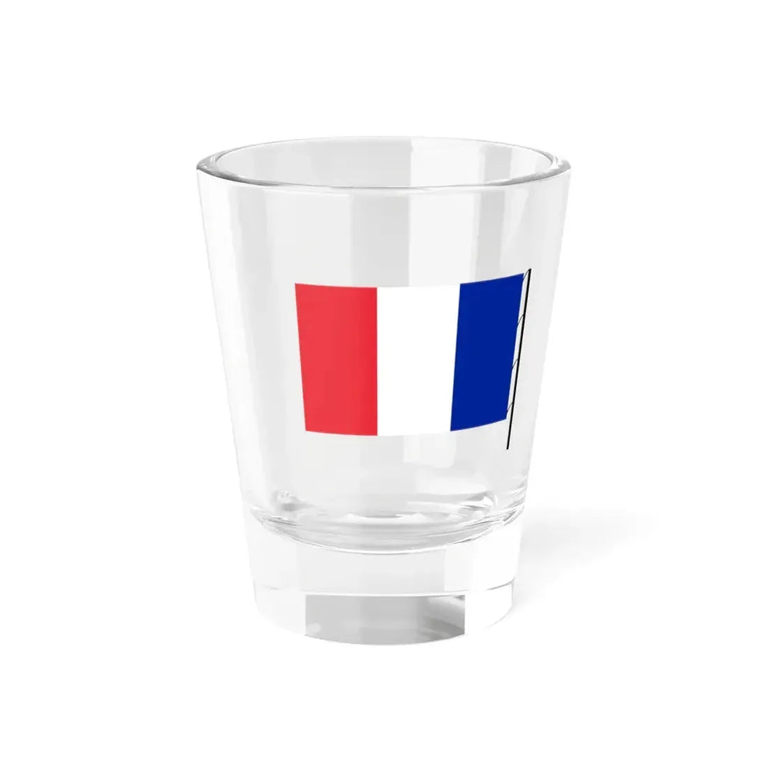 Flag of France on staff hoist right (France) Shot Glass 1.5oz 1.5oz - Go Mug Yourself