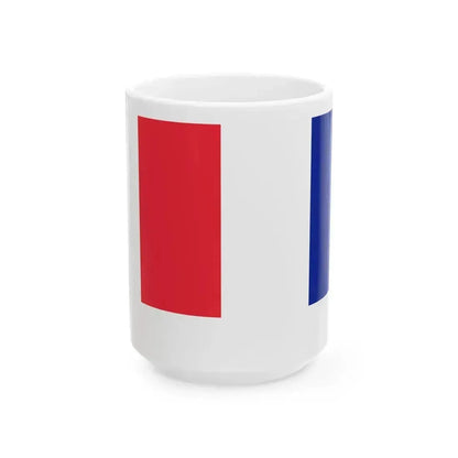Flag of France on staff hoist right (France) White Coffee Mug 15oz - Go Mug Yourself