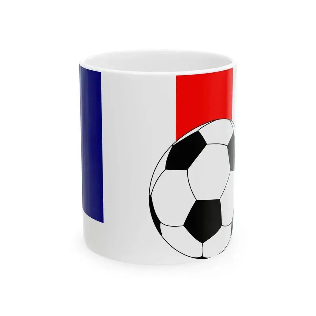 Flag of France with football (France) White Coffee Mug 11oz - Go Mug Yourself