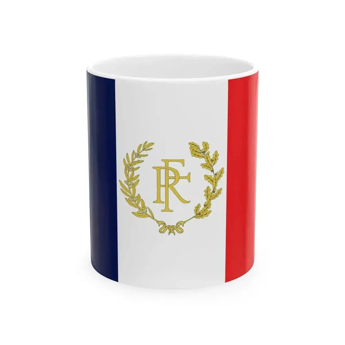 Flag of France with RF (France) White Coffee Mug 11oz - Go Mug Yourself