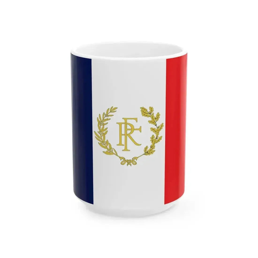 Flag of France with RF (France) White Coffee Mug 15oz - Go Mug Yourself