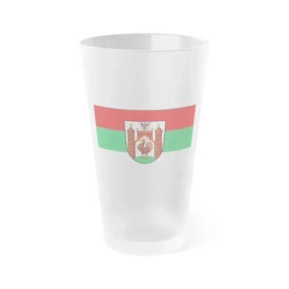Flag of Frankfurt an der Oder Germany - Frosted Pint Glass 16oz 16oz Frosted - Go Mug Yourself