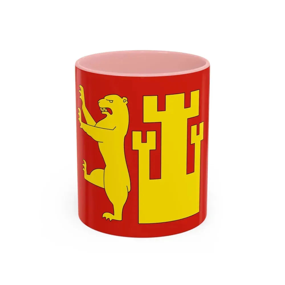 Flag of Fredrikstad Viken Norway - Accent Coffee Mug 11oz Pink - Go Mug Yourself