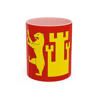 Flag of Fredrikstad Viken Norway - Accent Coffee Mug 11oz Pink - Go Mug Yourself