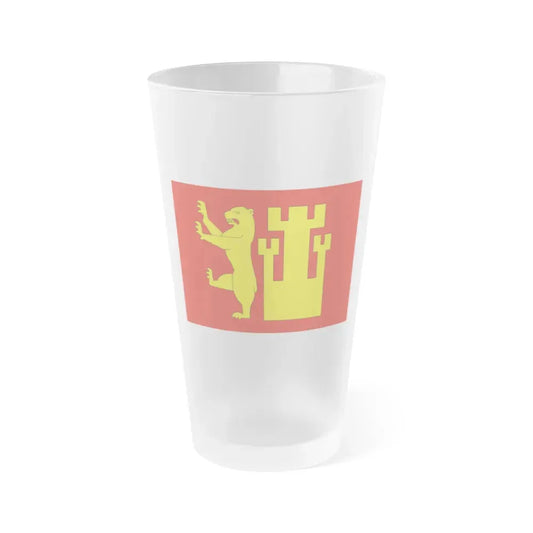 Flag of Fredrikstad Viken Norway - Frosted Pint Glass 16oz 16oz Frosted - Go Mug Yourself