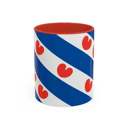 Flag of Friesland Netherlands - Accent Coffee Mug 11oz Red - Go Mug Yourself