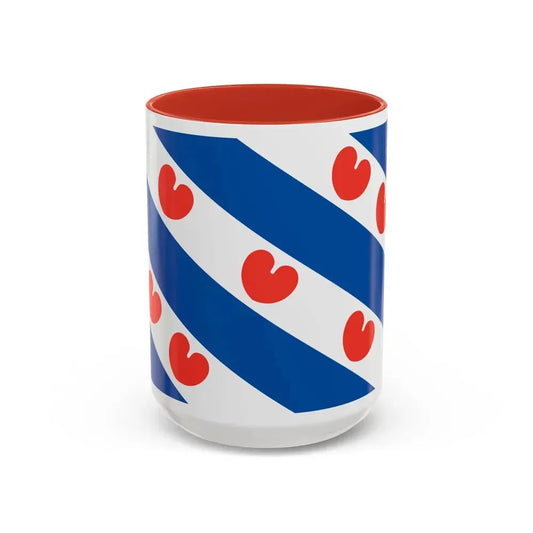 Flag of Friesland Netherlands - Accent Coffee Mug 15oz Red - Go Mug Yourself