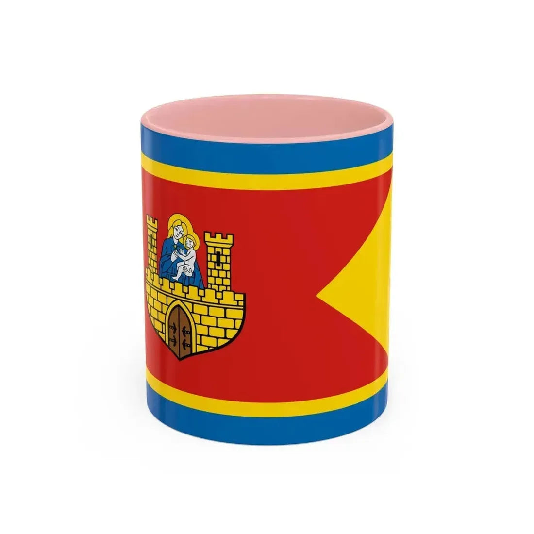 Flag of Frombork Poland - Accent Coffee Mug 11oz Pink - Go Mug Yourself