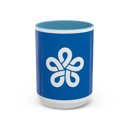 Flag of Fukuoka Prefecture Japan - Accent Coffee Mug 15oz Light Blue - Go Mug Yourself