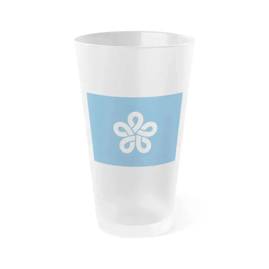 Flag of Fukuoka Prefecture Japan - Frosted Pint Glass 16oz 16oz Frosted - Go Mug Yourself