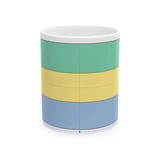 Flag of Gabon construction sheet (Gabon) White Coffee Mug 11oz - Go Mug Yourself