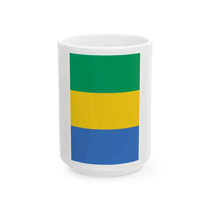 Flag of Gabon vertical (Gabon) White Coffee Mug 15oz - Go Mug Yourself