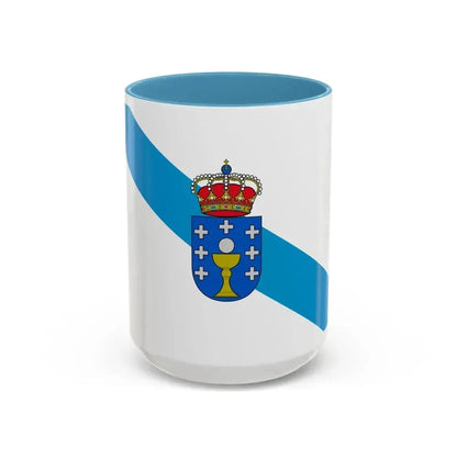 Flag of Galicia Spain - Accent Coffee Mug 15oz Light Blue - Go Mug Yourself