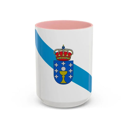 Flag of Galicia Spain - Accent Coffee Mug 15oz Pink - Go Mug Yourself