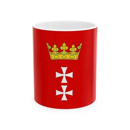 Flag of Gdansk 1991 (Poland) White Coffee Mug 11oz - Go Mug Yourself