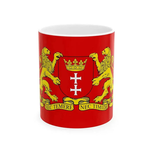 Flag of Gdansk variant 2 (Poland) White Coffee Mug 11oz - Go Mug Yourself