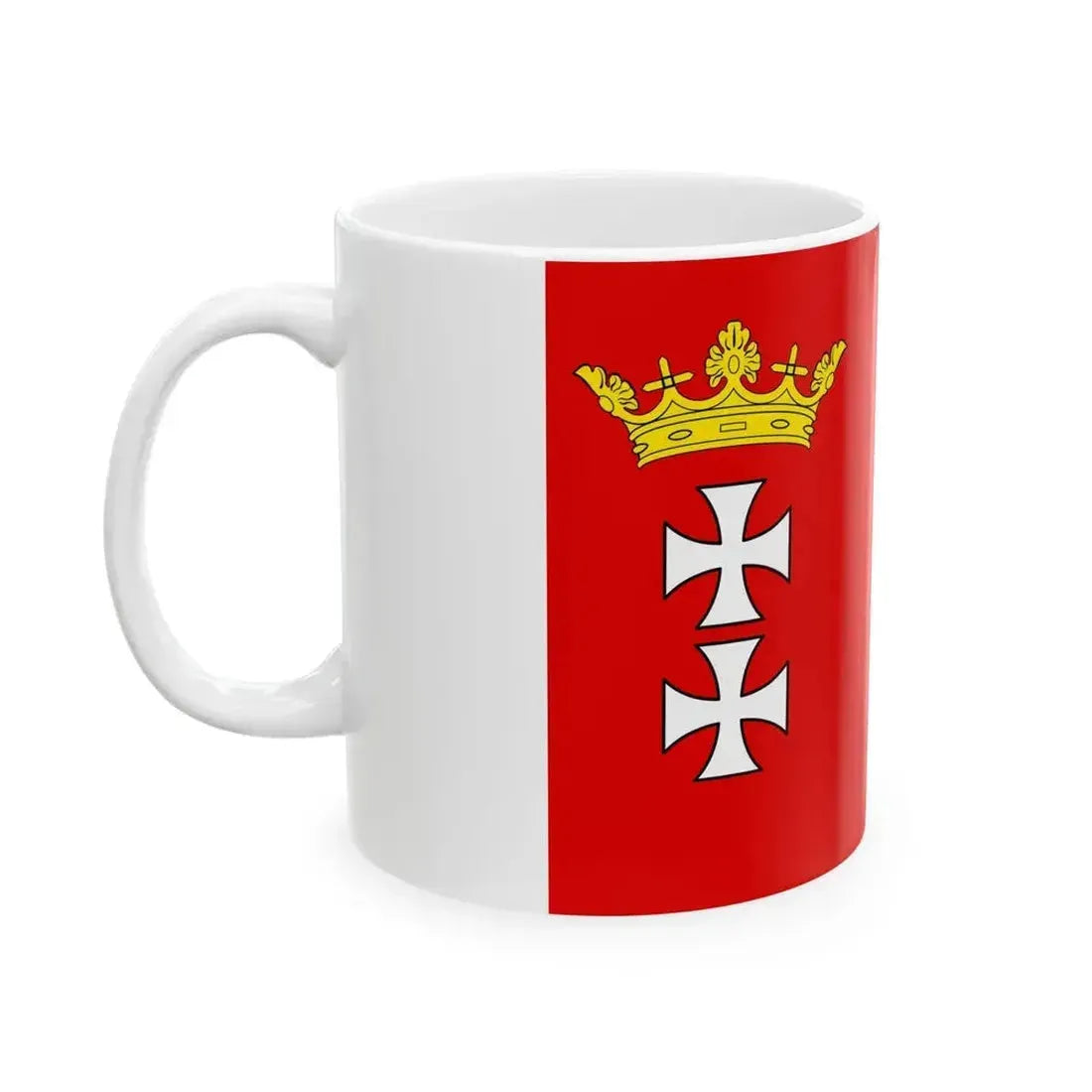 Flag of Gdansk variant (Poland) White Coffee Mug - Go Mug Yourself