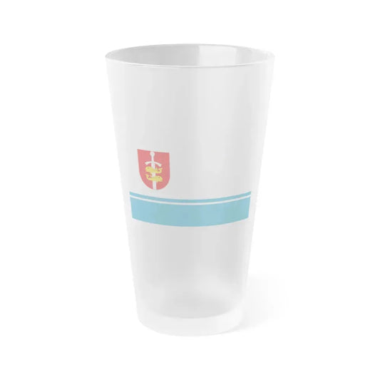 Flag of Gdynia Poland - Frosted Pint Glass 16oz 16oz Frosted - Go Mug Yourself