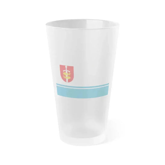 Flag of Gdynia Poland - Frosted Pint Glass 16oz 16oz Frosted - Go Mug Yourself