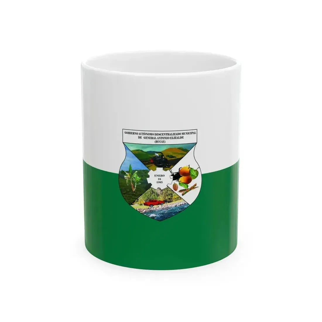 Flag of General Antonio Elizalde (Ecuador) White Coffee Mug 11oz - Go Mug Yourself