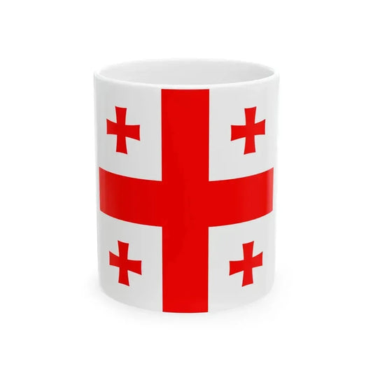 Flag of Georgia 1-1 (Georgia) White Coffee Mug 11oz - Go Mug Yourself