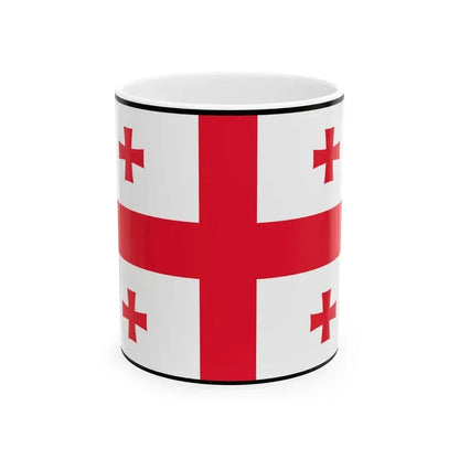 Flag of Georgia bordered (Georgia) White Coffee Mug 11oz - Go Mug Yourself