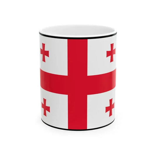 Flag of Georgia bordered (Georgia) White Coffee Mug 11oz - Go Mug Yourself