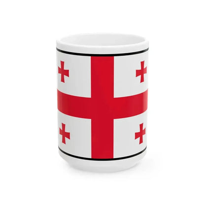 Flag of Georgia bordered (Georgia) White Coffee Mug 15oz - Go Mug Yourself