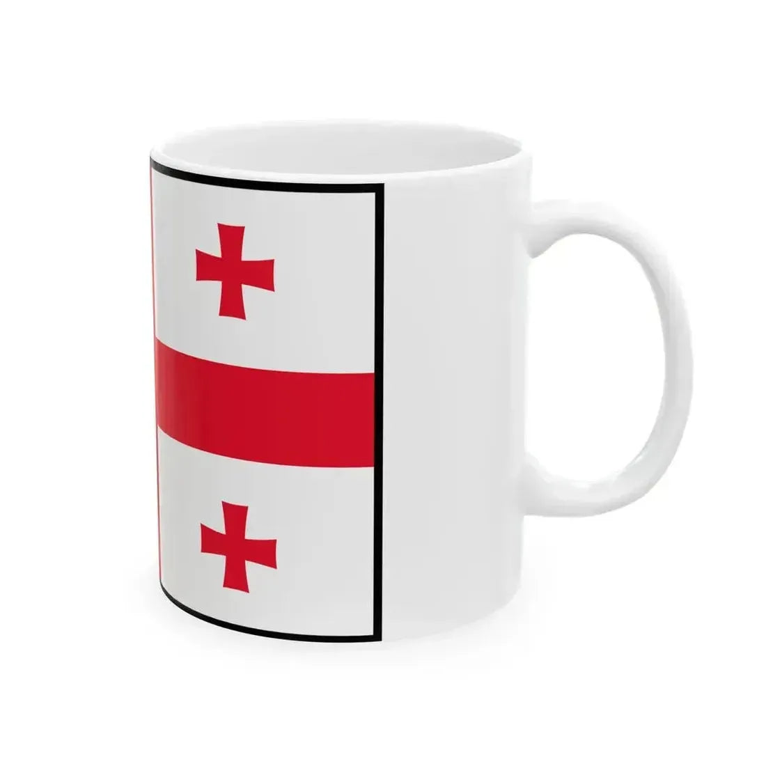 Flag of Georgia bordered (Georgia) White Coffee Mug - Go Mug Yourself